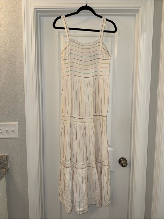 LOFT Dresses & Skirts - LOFT Women’s Cream Striped Tiered Sundress - 6 (fits 8)